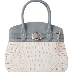 Brahmin Rosetta Minden Leather Satchel. Snowball